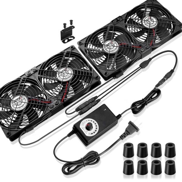 4 x 120mm Server Rack Mount Fan 12V with AC 110V 120V 220V 240V Variable Speed Controller, High Airflow for DIY Mining Rig, AV Cabinet, Modem, Window, Greenhouse Cooling Ventilation - Image 2