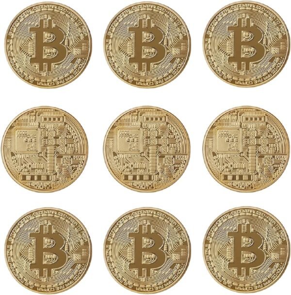 9PC Bitcoin Coin | Physical Bitcoin with Protective Case, Gold Plated Bitcoin for Commemoration, Gifts for Men (Gold) - Image 2