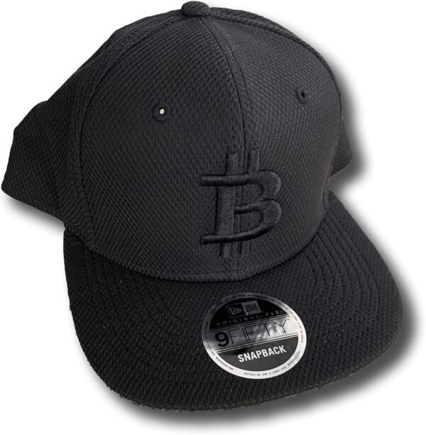BTC Universe Bitcoin Flat Bill Snapback Moisture Wicking Black Cap with Black 3D Puff Embroidery, One Size-Small - Image 2