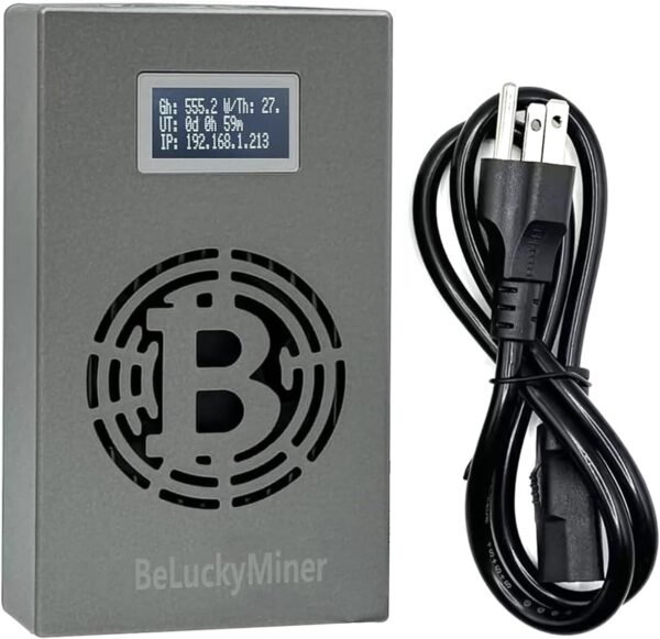 BeluckyMan Bitcoin Miner BTC Lotto Device WiFi SHA-256 500GH/S BM1366 Asic Chip Micro Silent Cryptocurrency Solo miner Bitcoin Machine Home Use, grey - Image 2