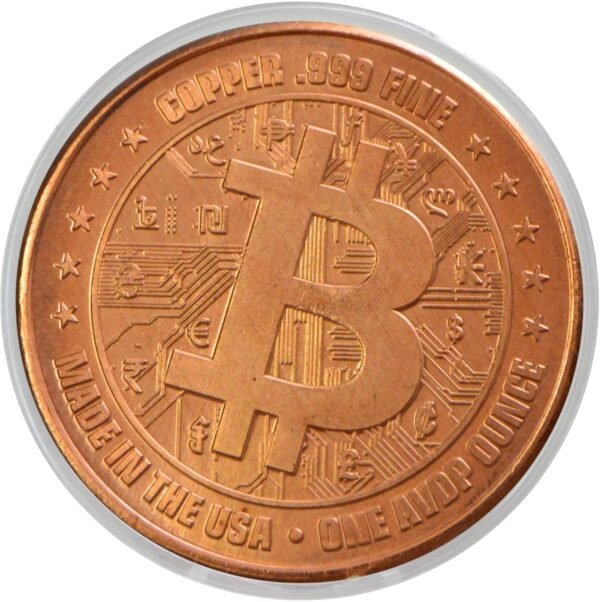 Bitcoin 1 oz Pure Copper Collectible Coin - Ideal Gift for Crypto Investors & Tech Enthusiasts in Protective Capsule - Image 2