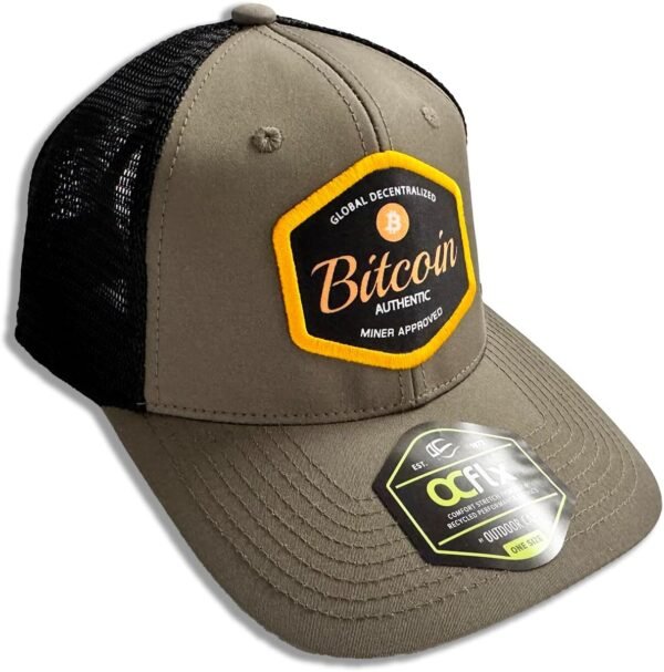 Bitcoin Adjustable Baseball Cap Green with Black Mesh Back with Sublimated Patch - Image 2