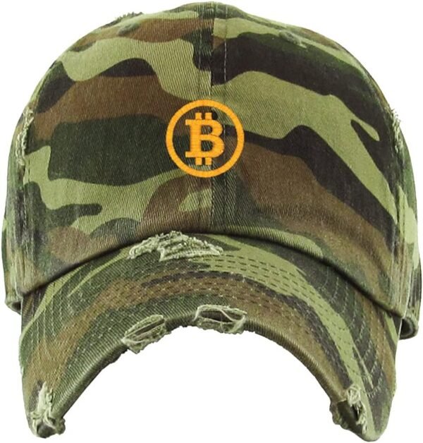 Bitcoin B Vintage Baseball Cap Embroidered Cotton Adjustable Distressed Dad Hat - Image 2