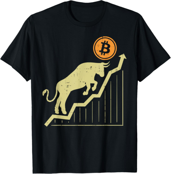 Bitcoin Bull Graph Bullish BTC Crypto Cryptocurrency Trader T-Shirt - Image 2