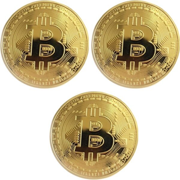 Bitcoin Coin Souvenir with Coin Case, Physical Bitcoin Collection, Gold Plated Bitcoin for Commemoration, Crypto Currency Coin BTC for Gift, Gold Bitcoin Tokens - Image 2