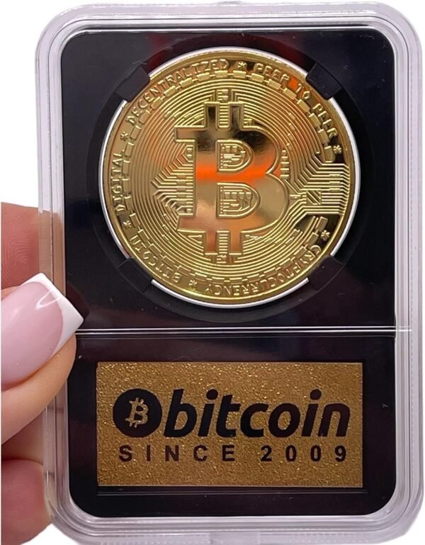 Bitcoin Coin in Collector's Edition Case, Birthday Gift, Home Office for Fans, Limited Edition Physical Gold Coin with Crypto Coin Display Case 1 Pcs (Bitcoin Coin) - Image 2