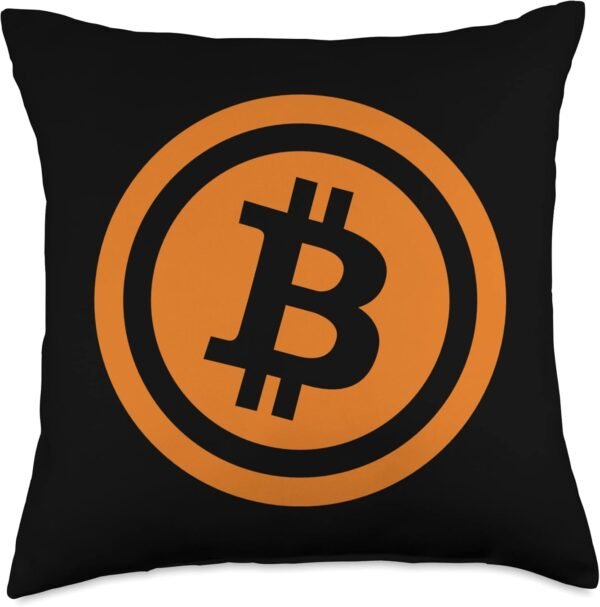Bitcoin Logo Emblem Cryptocurrency Blockchains Bitcoin Throw Pillow - Image 2