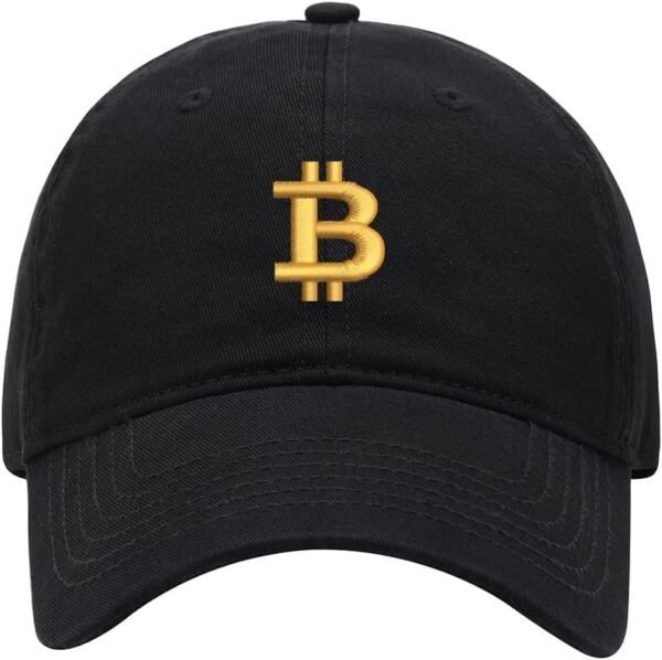 Men's Baseball Cap Bitcoin Currency Embroidered Washed Cotton Vintage Dad Gifts Hat - Image 2