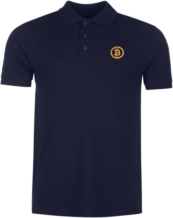 Polo Shirts for Men Bitcoin Embroidered Short Sleeve Mens Polo Shirts - Image 2