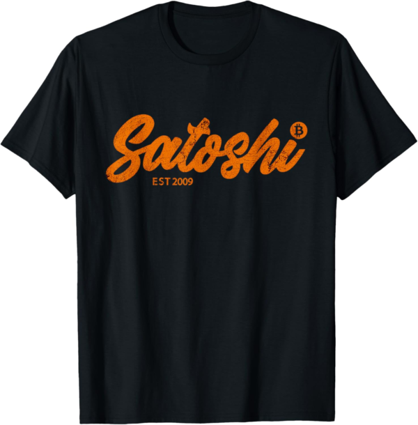 Satoshi Est 2009 Bitcoin Creator Blockchain Currency T-Shirt - Image 2