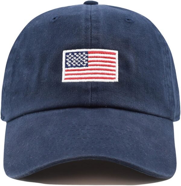 USA Flag & Embroidery Premium 100% Cotton Low Profile Adjustable Baseball Dad Cap - Image 2