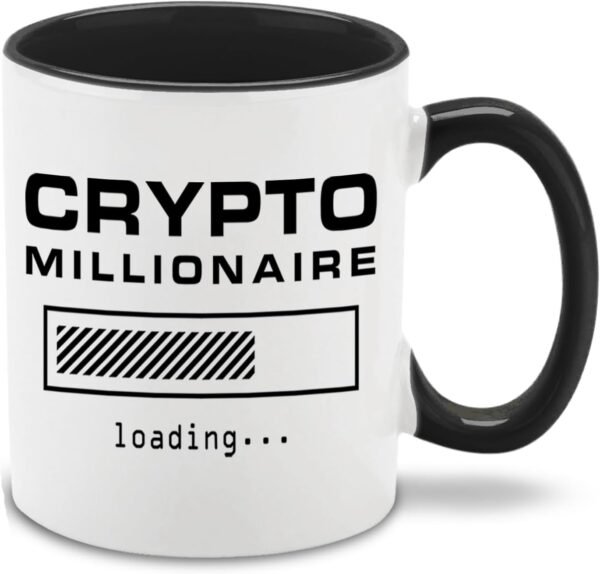 shop4ever Crypto Millionaire Loading... Ceramic Coffee Mug Cup, Funny Digital Currency Gift 11 oz. (Black Handle) - Image 2