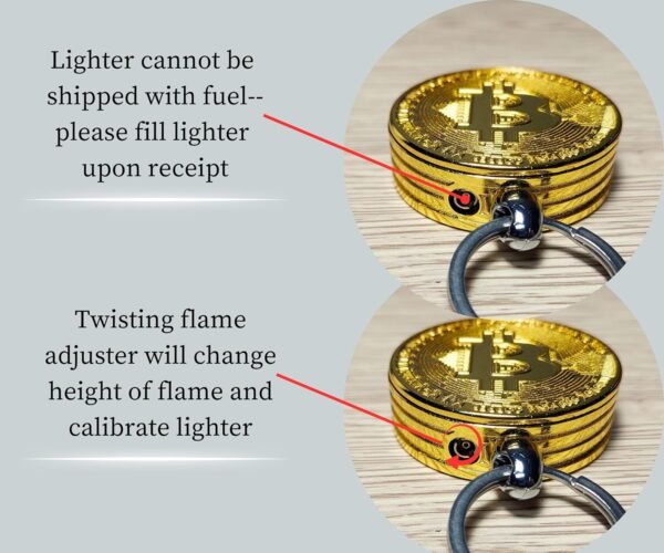 Bitcoin Shaped Butane Lighter - Refillable and Adjustable Novelty Cryptocurrency Lighter (NO Butane Included) - Image 3
