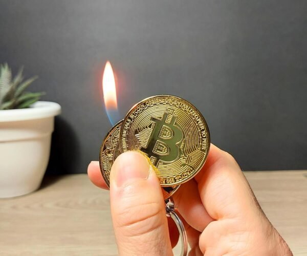 Bitcoin Shaped Butane Lighter - Refillable and Adjustable Novelty Cryptocurrency Lighter (NO Butane Included) - Image 6
