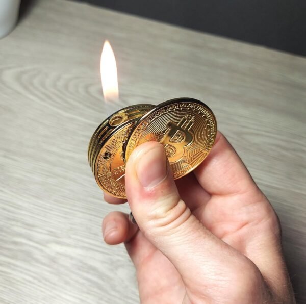 Bitcoin Shaped Butane Lighter - Refillable and Adjustable Novelty Cryptocurrency Lighter (NO Butane Included) - Image 8