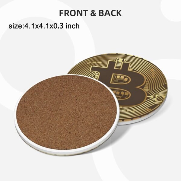 Bitcoin BTC Crypto Currency Coasters for Drinks Set of 4, Absorbent Ceramic Drink Coasters for Coffee Table Wooden Table Cup Bar, 4 Inches - Image 3