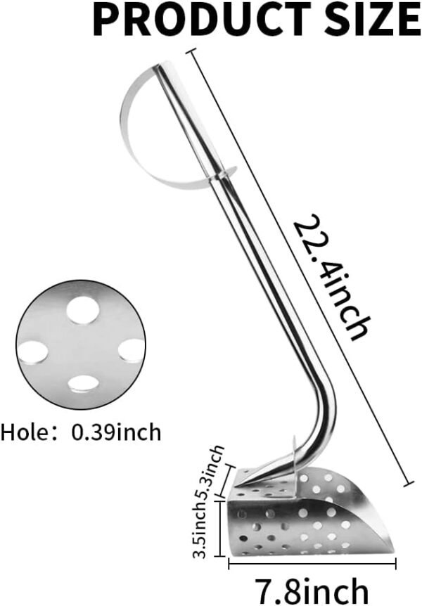 Metal Detector Sand Scoops - Efficient for Beach and Water Treasure Hunting, Alluvial Gold Mining, and Exploration. Lightweight Stainless Steel Models with Long Handles and Unique Design (AB-1) - Image 3