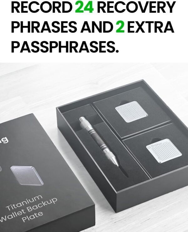 OneKey KeyTag - Crypto Seed Storage Crypto Mnemonic Seed Backup (2pcs with Punch Tool), 24 Words Titanium Plate Support BIP39, Compatible with Ledger, Trezor, Safepal, Keepkey - Image 5