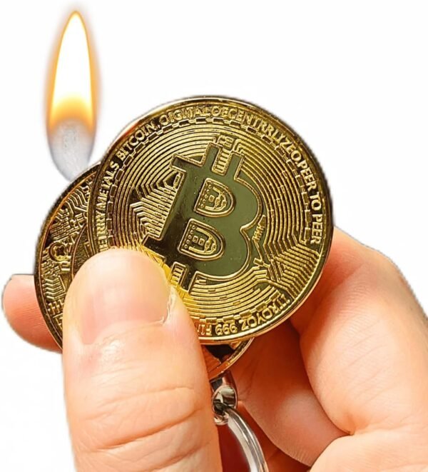 Bitcoin Shaped Butane Lighter - Refillable and Adjustable Novelty Cryptocurrency Lighter (NO Butane Included) - Image 2