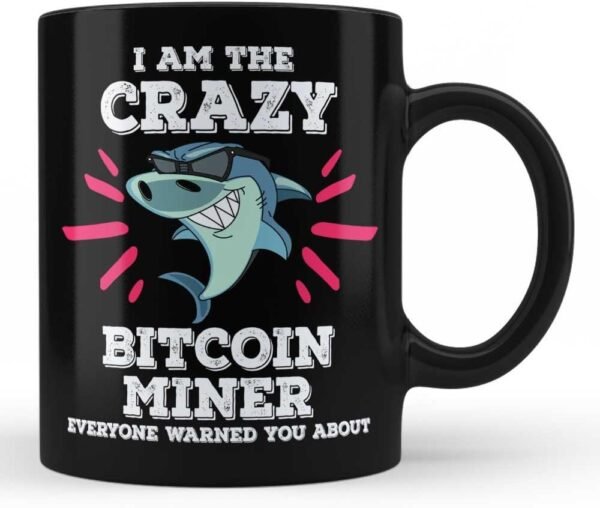 Funny Bitcoin Miner Shark Job Profession Mug Gift For Bitcoin Miner Black Coffee Mug By HOM - Image 2