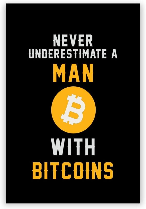 Never underestimate a man with Bitcoins BTC Poster 16X24 Inches - Image 2