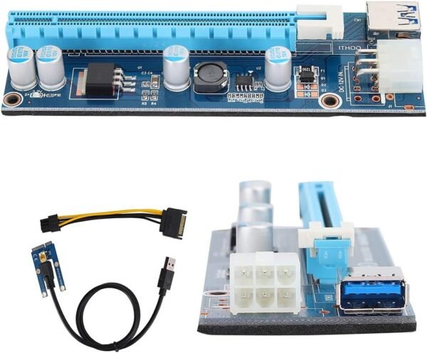 Mini PCI E to PCI Express16x Extender Riser Adapter, SATA Power Cord Converter for Video Card Mining Adopt 4 Solid-State Capacitors, 6pin Interface on The Graphics Card etc. - Image 3