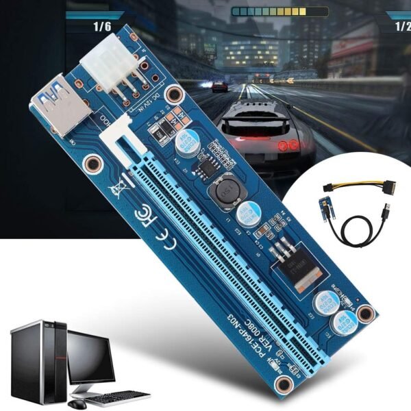 Mini PCI E to PCI Express16x Extender Riser Adapter, SATA Power Cord Converter for Video Card Mining Adopt 4 Solid-State Capacitors, 6pin Interface on The Graphics Card etc. - Image 4