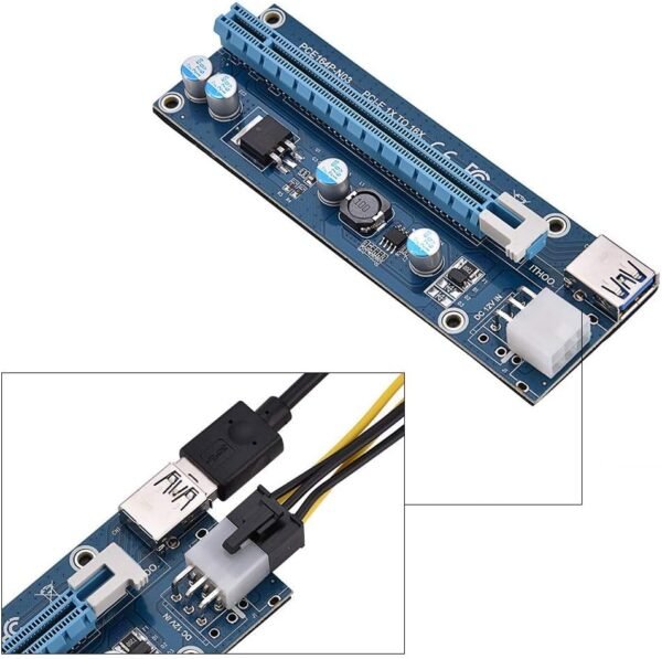 Mini PCI E to PCI Express16x Extender Riser Adapter, SATA Power Cord Converter for Video Card Mining Adopt 4 Solid-State Capacitors, 6pin Interface on The Graphics Card etc. - Image 7