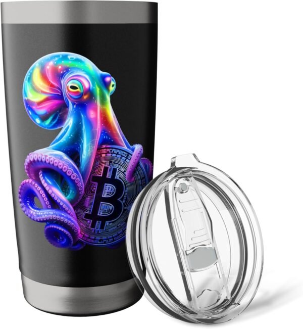 Bitcoin Funny Octopus Cyberpunk Crypto Tech Lovers Men Stainless Steel Insulated Tumbler - Image 6