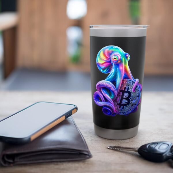 Bitcoin Funny Octopus Cyberpunk Crypto Tech Lovers Men Stainless Steel Insulated Tumbler - Image 8