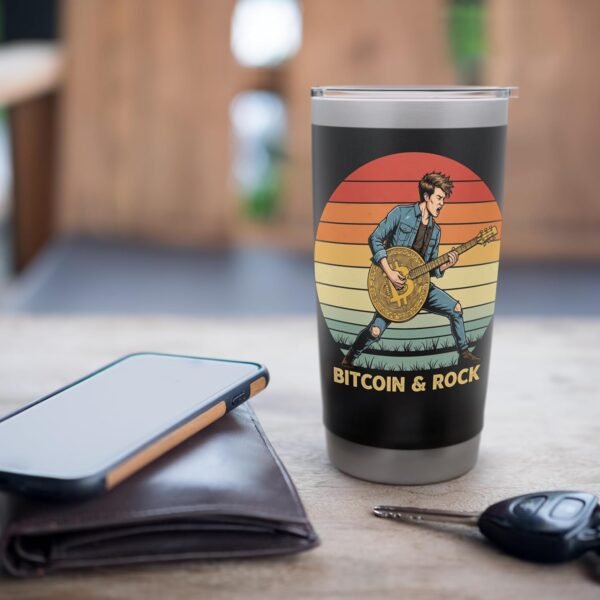 Hard Rock Punk Metal Bitcoiner HODL Music Crypto Bitcoin Stainless Steel Insulated Tumbler - Image 8