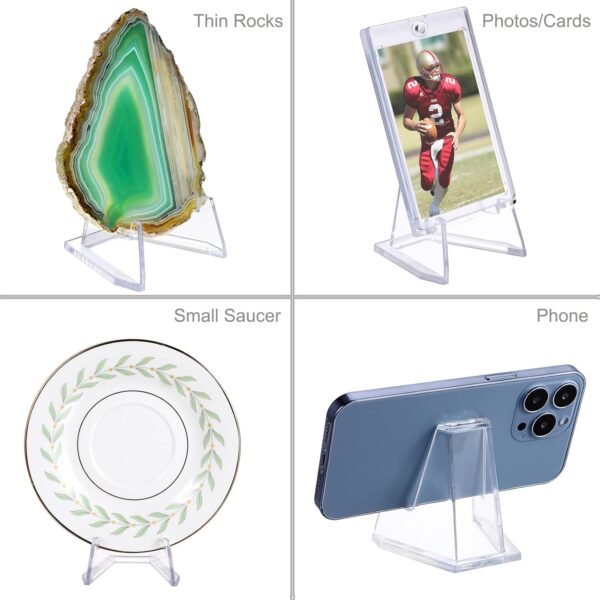 Hipiwe 10 Packs Acrylic Easel Stands X-Large Clear Coin Display Easel Holder for Displaying Agate Slices Coins Challenge Medals Casino Chips, 2.7 Inch Tall - Image 7
