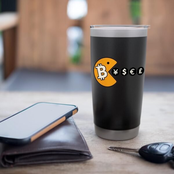 Bitcoin Eats the World - fiat is a crime nostr gm maxi Stainless Steel Insulated Tumbler - Image 8