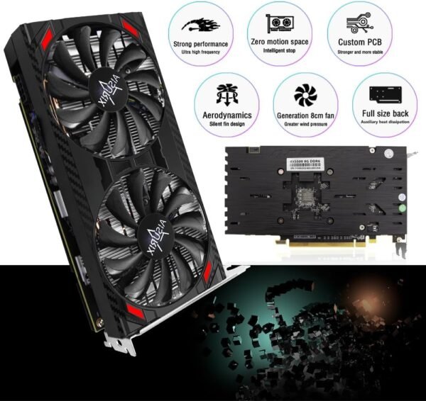 RX 5500 8gb GDDR6 Graphics Card,128 Bit, 3XDP, HDMI, PCI Express 4.0X8, 8pin with Fan Intelligent System,Gaming PC Computer Video Cards with 3X DisplayPort +1X HDMI (5500 Style 2) - Image 3