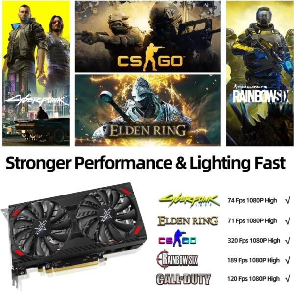 RX 5500 8gb GDDR6 Graphics Card,128 Bit, 3XDP, HDMI, PCI Express 4.0X8, 8pin with Fan Intelligent System,Gaming PC Computer Video Cards with 3X DisplayPort +1X HDMI (5500 Style 2) - Image 5