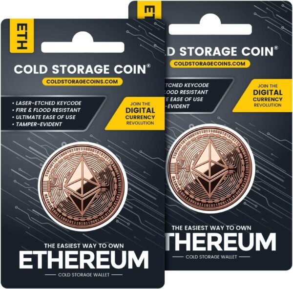 (2 Pack) Ethereum Cold Storage Wallet - 1 Ounce 999 Pure Copper ETH Coin - Cryptocurrency Hardware Wallet for Securely Storing Crypto Offline - Un-hackable and Fire-Resistant Storage Device … - Image 2