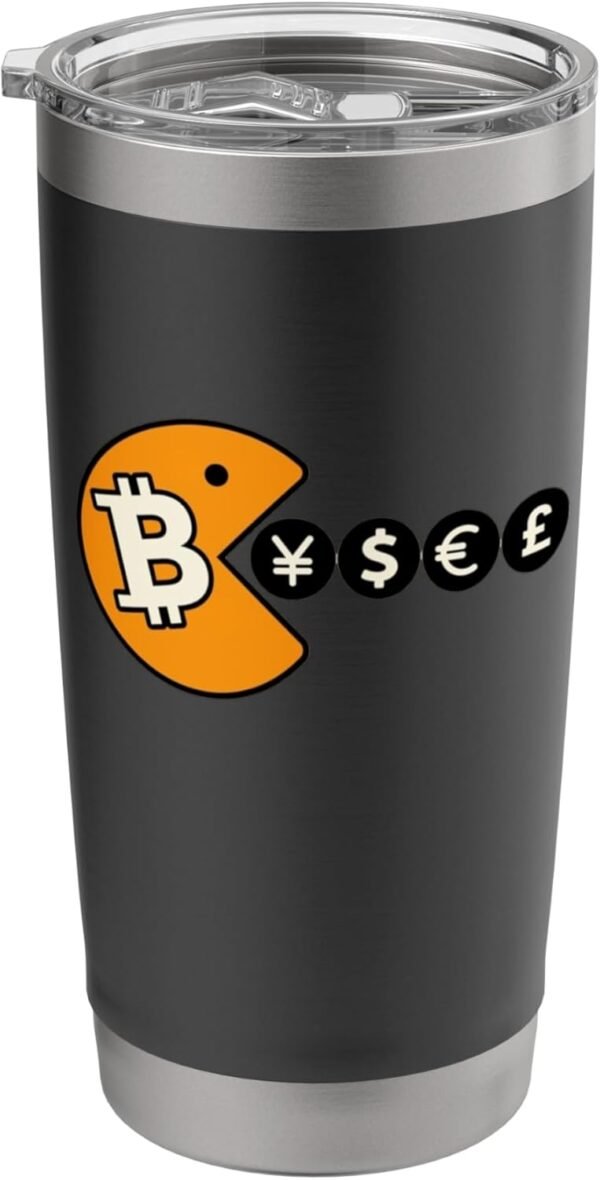 Bitcoin Eats the World - fiat is a crime nostr gm maxi Stainless Steel Insulated Tumbler - Image 2