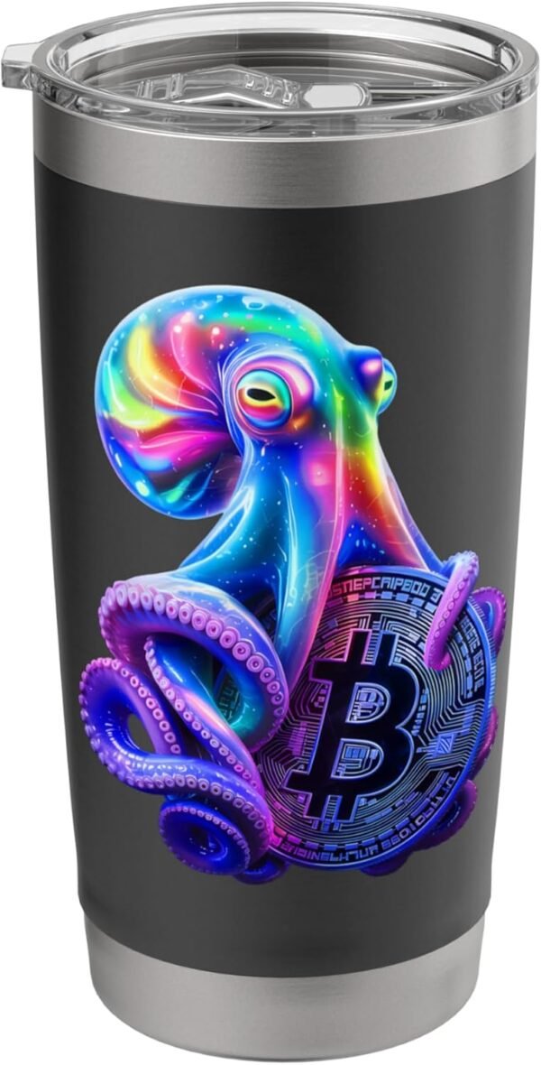 Bitcoin Funny Octopus Cyberpunk Crypto Tech Lovers Men Stainless Steel Insulated Tumbler - Image 2