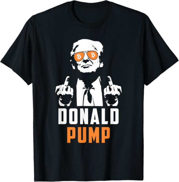 Donald Pump Bitcoin Funny Trump 2024 Crypto American Flag T-Shirt - Image 2