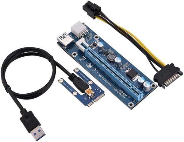 Mini PCI E to PCI Express16x Extender Riser Adapter, SATA Power Cord Converter for Video Card Mining Adopt 4 Solid-State Capacitors, 6pin Interface on The Graphics Card etc. - Image 2
