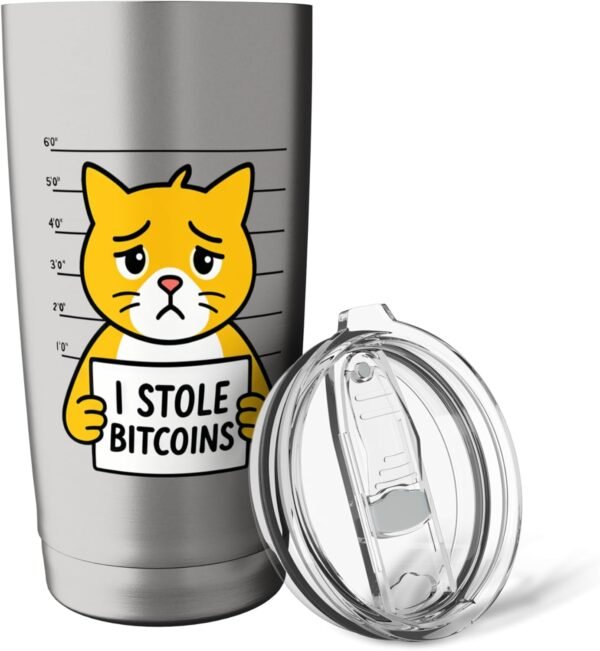 I Stole Bitcoins Cat Humor Digital Asset Funny Quote Stainless Steel Insulated Tumbler - Image 6