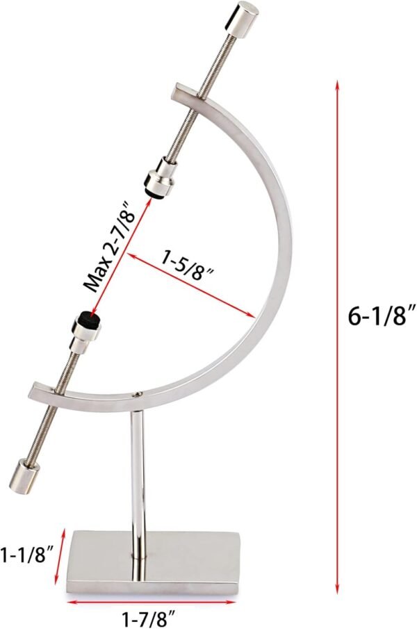 JUXYES Silver Tone Metal Sphere Holder Caliper Stand, Hold Max to 2-7/8, Caliper Style Display Stand for Mineral, Ornament, Gem, Shell, Coin, etc - Image 3