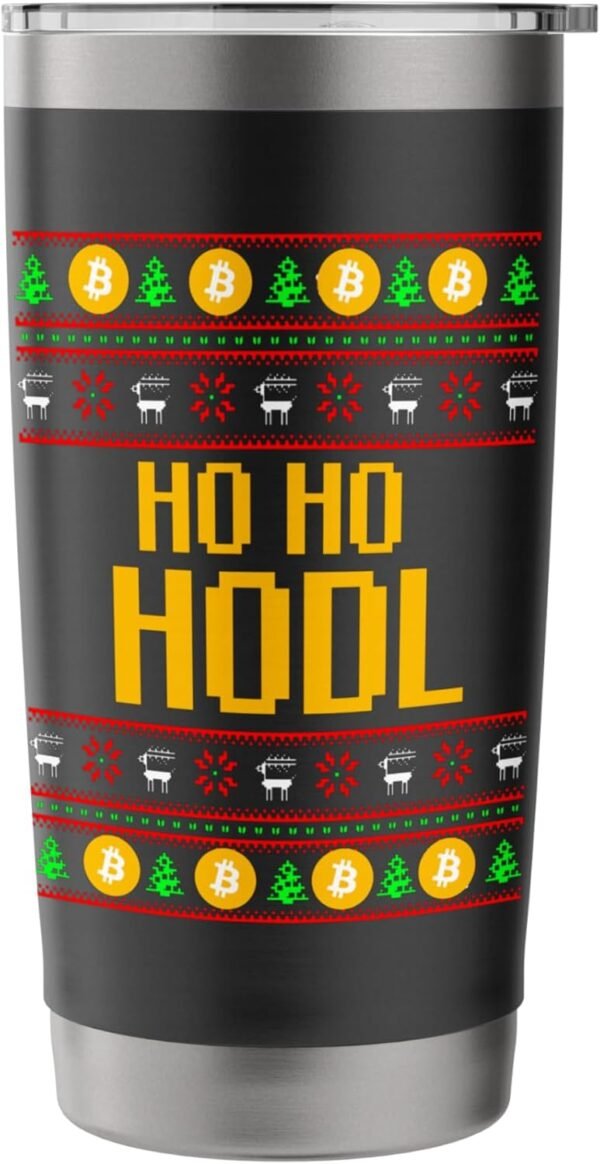 Ho Ho Hodl Ugly Christmas Bitcoin Xmas Cryptocurrency Fans Stainless Steel Insulated Tumbler - Image 4