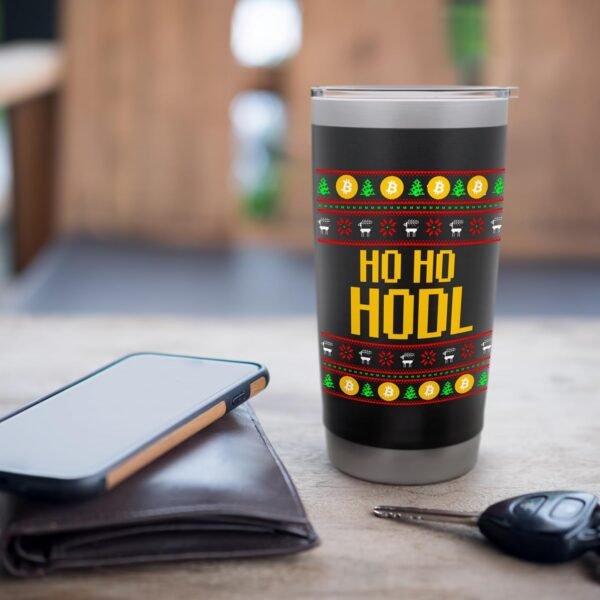 Ho Ho Hodl Ugly Christmas Bitcoin Xmas Cryptocurrency Fans Stainless Steel Insulated Tumbler - Image 8
