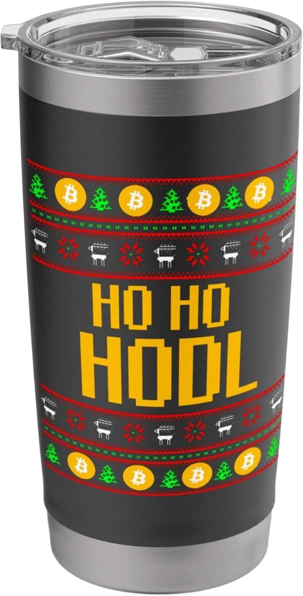 Ho Ho Hodl Ugly Christmas Bitcoin Xmas Cryptocurrency Fans Stainless Steel Insulated Tumbler - Image 2