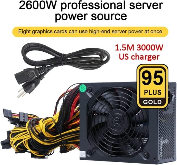 2000W 2400W 2600W 160V-240V ATX ETH Mining Bitcoin Power Supply 95% Efficiency for 3060 3070 3080 Miner Rig(2400W to 2600W US) - Image 3