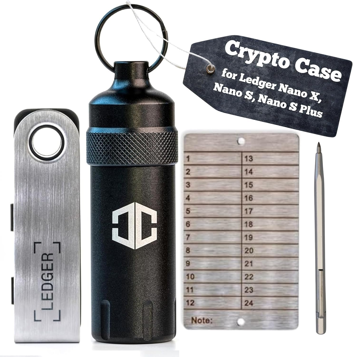 Aluminum Waterproof Case for Ledger Nano X, Nano S, Nano S Plus - Shockproof, Portable Hardware Cold Wallet for Ledger - 24 Word Seed Phrase Plate and Engraving Pen Included 2 Aluminum Waterproof Case for Ledger Nano X, Nano S, Nano S Plus - Shockproof, Portable Hardware Cold Wallet for Ledger - 24 Word Seed Phrase Plate and Engraving Pen Included - Image 2