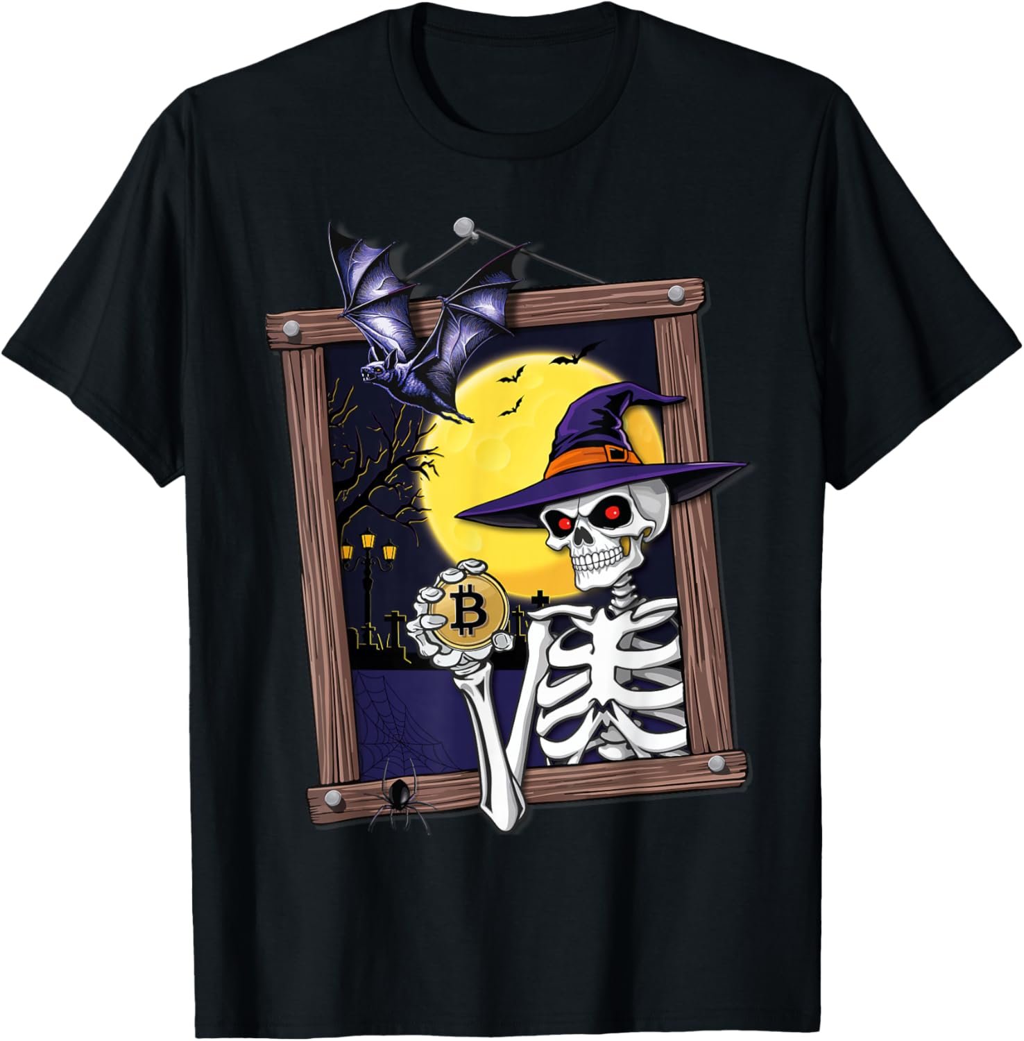 Funny Bitcoin Halloween Skeleton Spooky Crypto T-Shirt 2 Funny Bitcoin Halloween Skeleton Spooky Crypto T-Shirt - Image 2