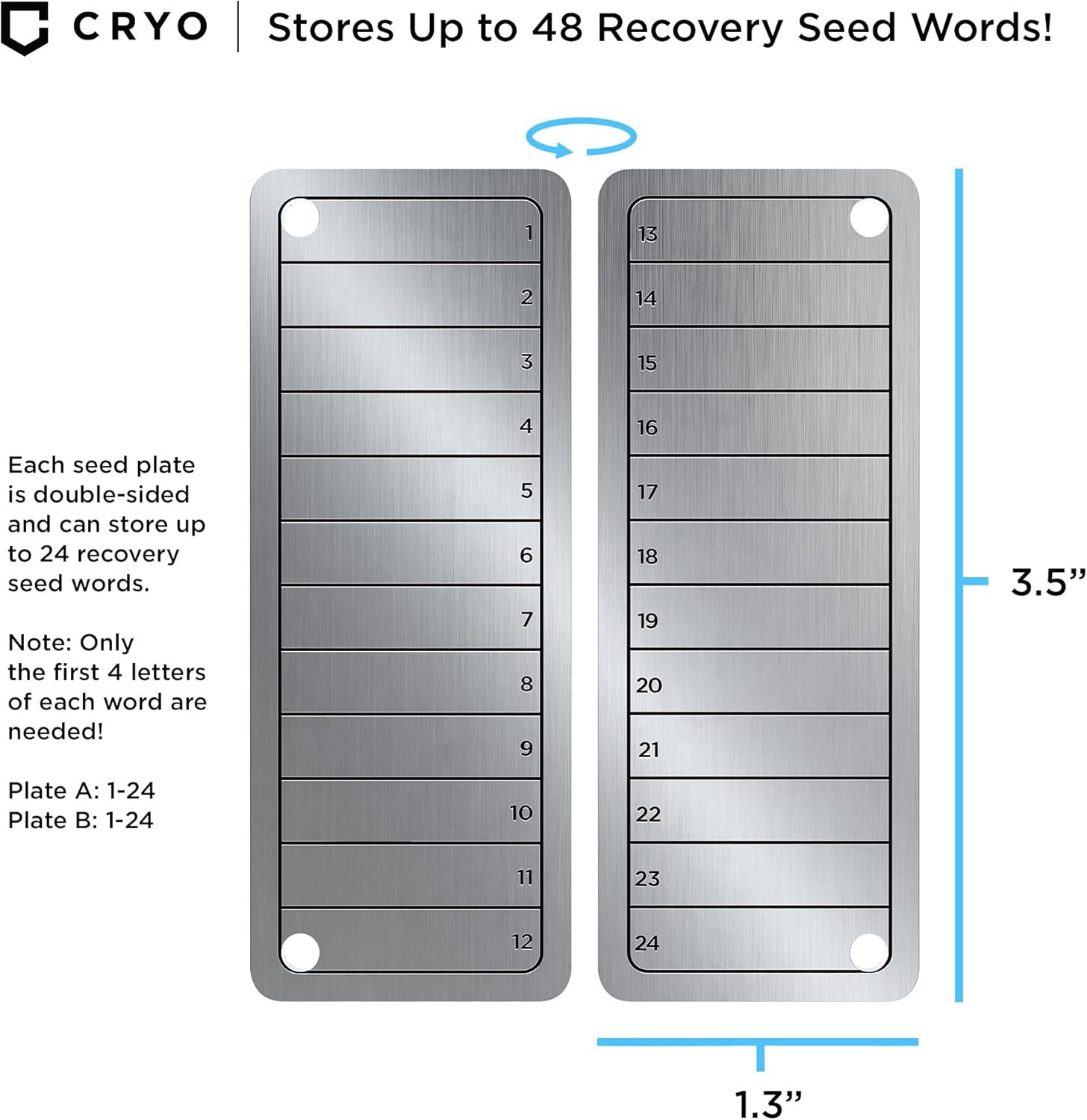 CRYO Crypto Seed Phrase Storage - Bitcoin Stainless Steel Wallet - Crypto Recovery Seed Phrase Backup - Cold Storage Cryptocurrency Backup - Store 12 to 48 Words (SLIM) 4 CRYO Crypto Seed Phrase Storage - Bitcoin Stainless Steel Wallet - Crypto Recovery Seed Phrase Backup - Cold Storage Cryptocurrency Backup - Store 12 to 48 Words (SLIM) - Image 4