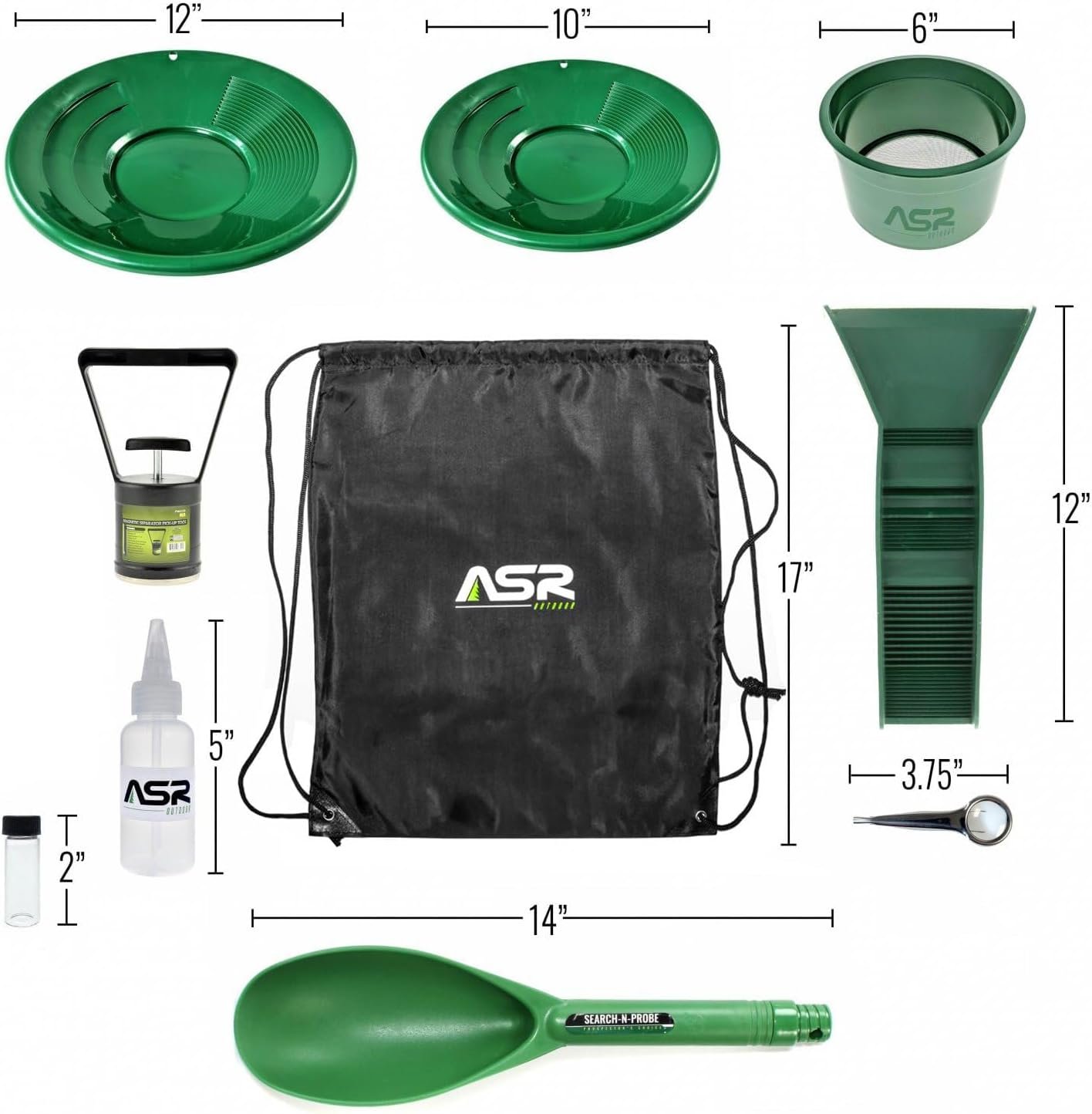 ASR Outdoor 3lb Paydirt Backpack Gold Panning Kit Mini Sluice Box, 15pc (2 Styles) 7 ASR Outdoor 3lb Paydirt Backpack Gold Panning Kit Mini Sluice Box, 15pc (2 Styles) - Image 7
